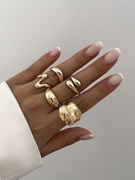Sora Tuki Rings for Women Chunky Rings Set Adjustable Stackable Ring for Women Bold Thick Statement Ring Trendy Chunky Jewelry