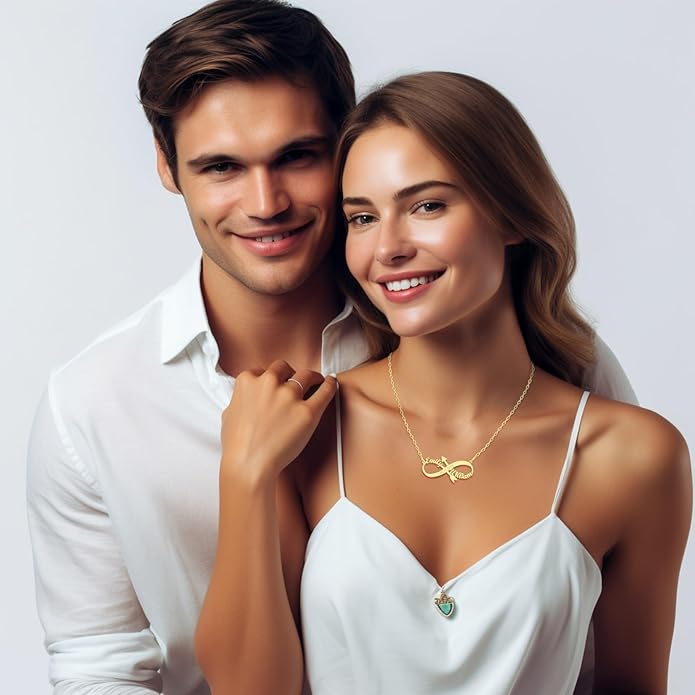 Personalized Gold Infinity Name Necklace with Heart Beautiful Arrow Anchor Compass Mountain Constellation Forever Love Pendant Jewelry Best Birthday Gift Ideas for Women Girls Mother Daughter Friendship