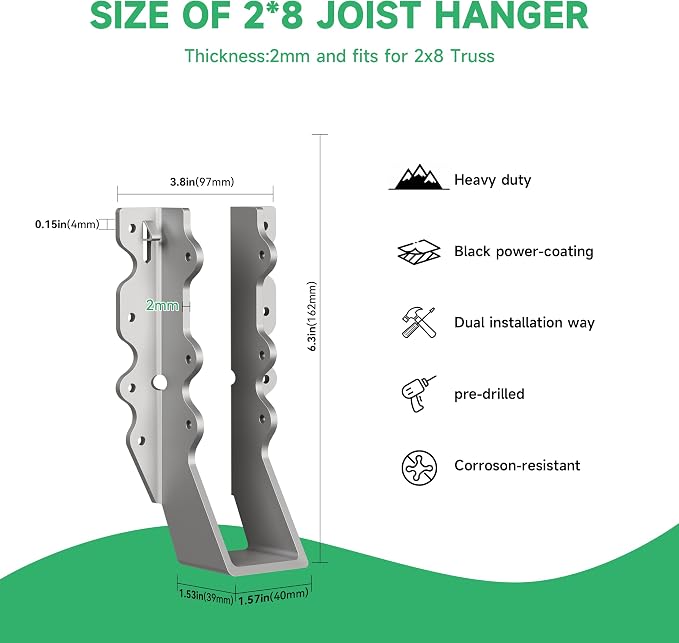 Heavy Duty 2X8 Joist Hanger 14 Gauge LU28 Galvanizing Face Mount Joist Hangers - Image 3
