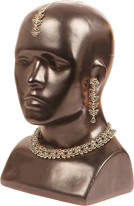 Touchstone Indian wedding jewelry set gold traditional necklaces for women statement rhinestone sets hollywood glamour style crystal stone bridal costume golden necklace