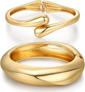 Chunky Gold Bangle Bracelets for Women Trendy 14K Gold Plated Cuff Bracelets Stack, Dainty Bracelet Sets Fashion Jewelry Gift