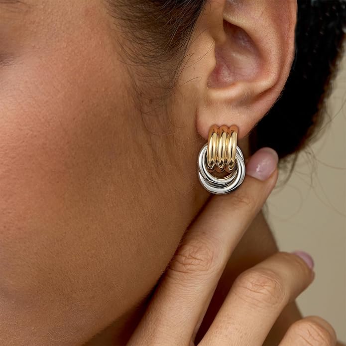Trendy Gold Plated Knot Earrings for Women Chunky Statement Drop Dangle Earrings Lightweight Hypoallergenic Fashion Accessories Gold Jewelry Gifts for Womens
