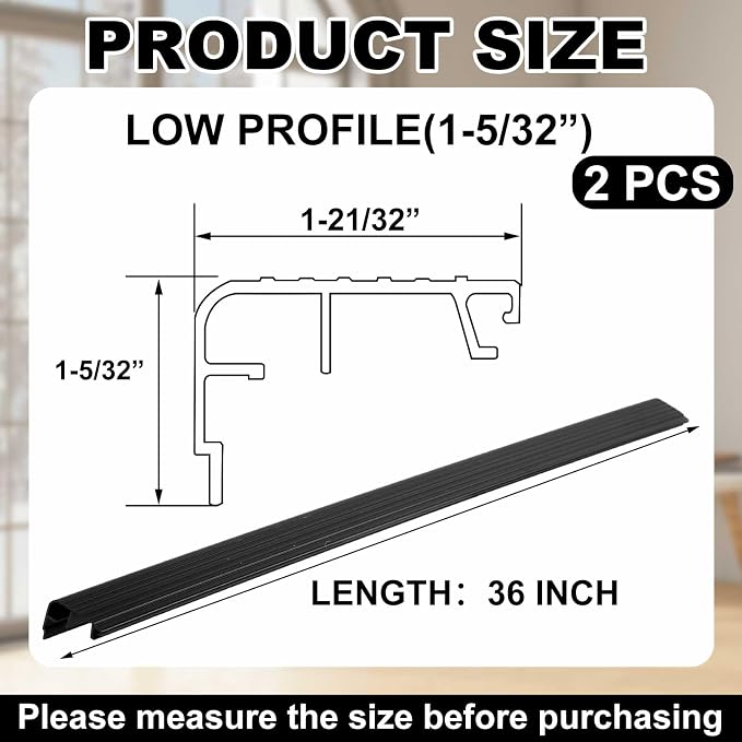2 Pcs 36" L Fixed Vinyl Sill Threshold Cap 1-5/32 Inches High, Exterior Door - Image 2
