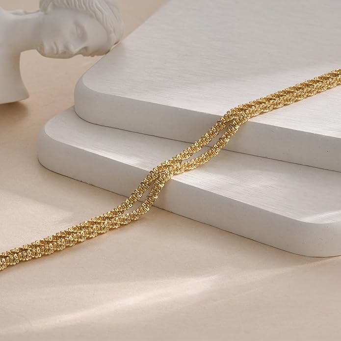Ankle Bracelets for Women, Glitter Waterproof Adjustable Anklet for Women, 14K Gold Plated/Sterling Silver Layered Anklets, Summer Beach Anklet Jewelry for Women Gift