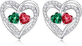 Iefil Valentines Day Gifts for Her, 925 Sterling Silver Heart Birthstone Earrings, Anniversary Birthday Gifts for Women, Birthstone Jewelry for Her Wife Girlfriend Mom
