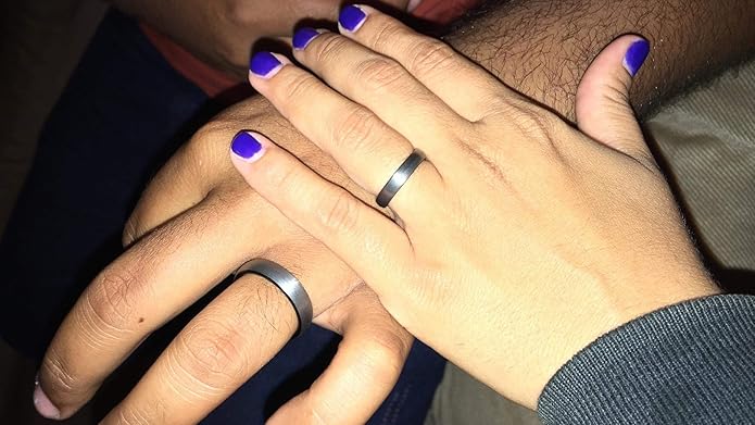 TRUMIUM 4mm 6mm 8mm Tungsten Rings for Men Women Engagement Wedding Band Brushed Black Comfort Fit Size 4-15