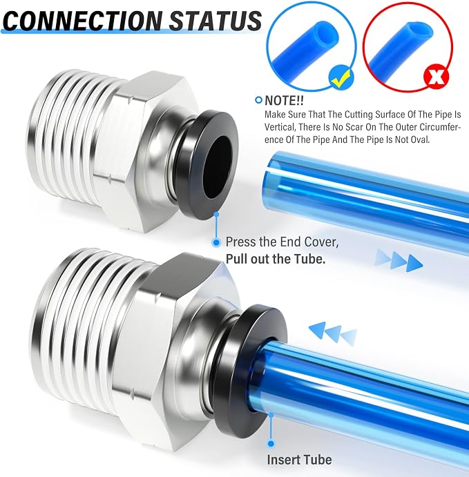 TAILONZ PNEUMATIC Male Straight 3/8 Inch Tube OD x 1/2 Inch NPT Thread Push to - Image 6