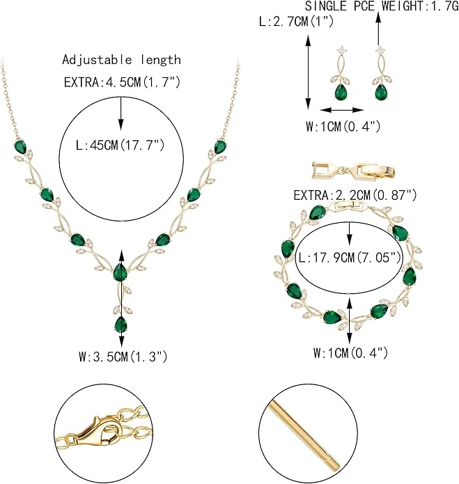 EVER FAITH Bridal Cubic Zirconia Jewelry Sets for Women, White Simulated Pearl Leaf Vine Pendant Wedding Party Necklace Earrings Set for Bridesmaid Bride