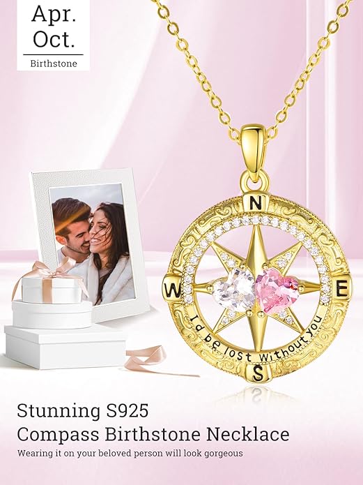Valentine's Day Gifts for Wife 925 Sterling Silver Double Birthstone Pendant Necklaces I Love You for Always and Forever Necklace Anniversary Birthday Gifts for Wife Girlfriend Mom Her