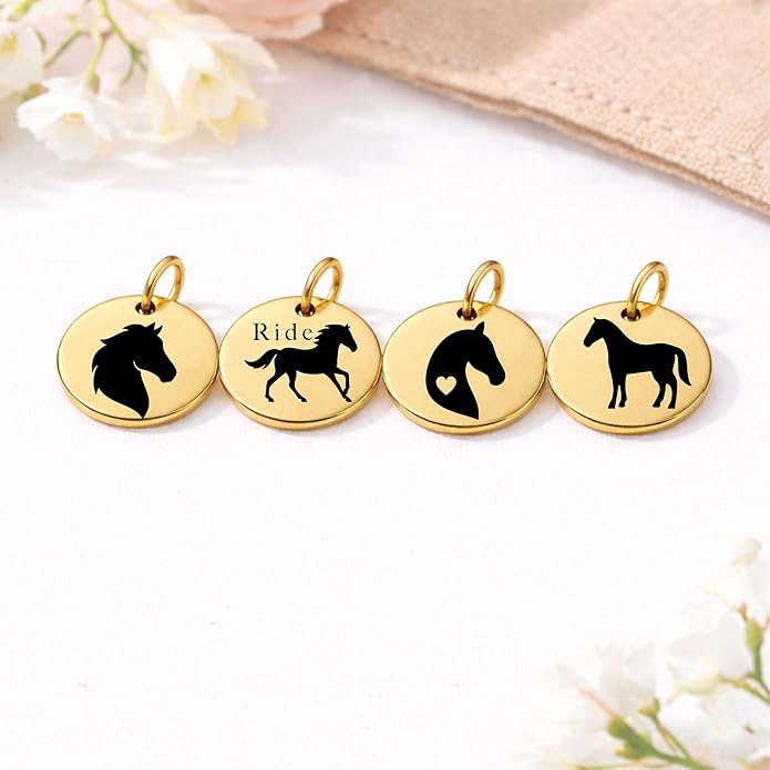 SM Design Western Charm Set of 4 – Stainless Steel Western Charms for Bracelets & Necklaces – Cowgirl, Ranch & Country Style Jewelry Charms – Western Gift for Women & Moms