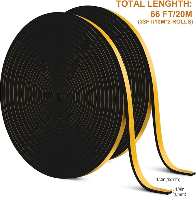 Ninsula 2PCS 33Ft Door Weather Stripping, Total 66FT Strong Adhesive, Sound - Image 2