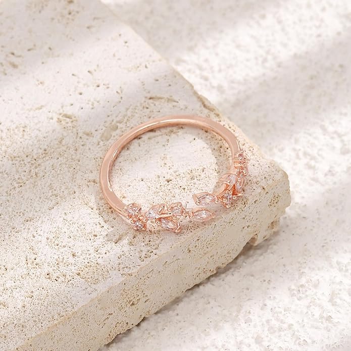 Sora Tuki Rings for Women Adjustable Leaf Ring Dainty Stackable Rings for Women Unique Purple Blue Red Green Ring for Women Trendy Jewelry