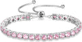 FANCIME Birthstone Bracelet Jewelry for Women Sterling Silver Tennis Bracelet Classic Bolo Adjustable Chain Fine Jewelry Anniversary Birthday Gifts for Women Mom Wife Her