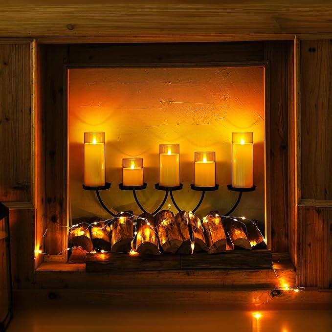 Homemory Amber Flickering Flameless Candles, Battery Operated Acrylic LED - Image 3