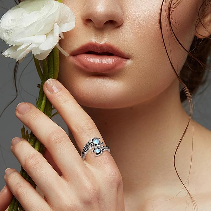 MONGAS Spoon Rings for Women Sterling Silver Horseshoe Witches Knot Filigree Open Adjustable Thumb Rings Horseshoe Witches Knot Filigree Jewelry Gifts for Women