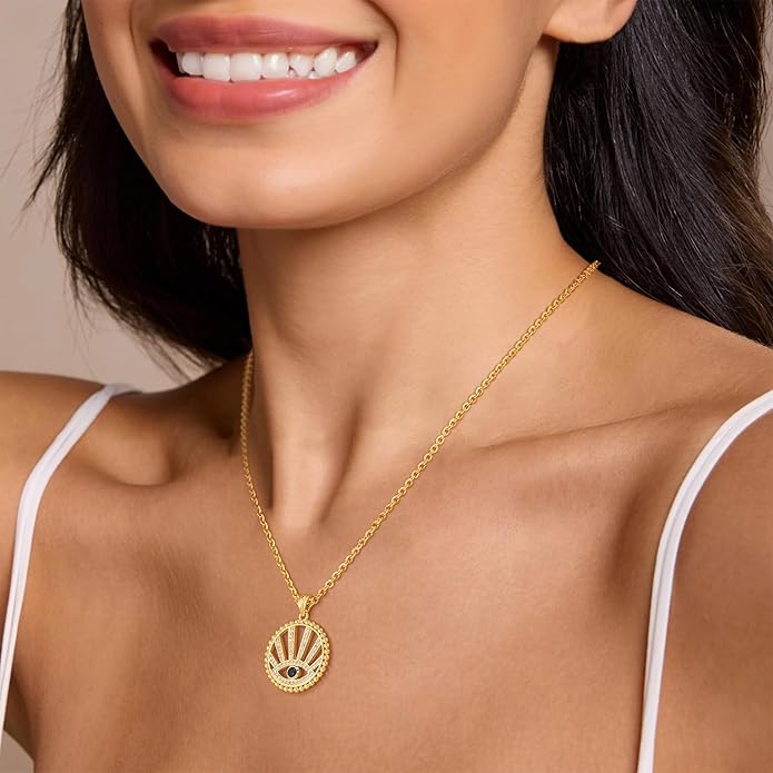 Valloey Rover Dainty Gold Necklace for Women-14K Gold Plated Simple Pendant Circle Necklace Charm Statement Long Necklaces for Women Jewelry Gifts