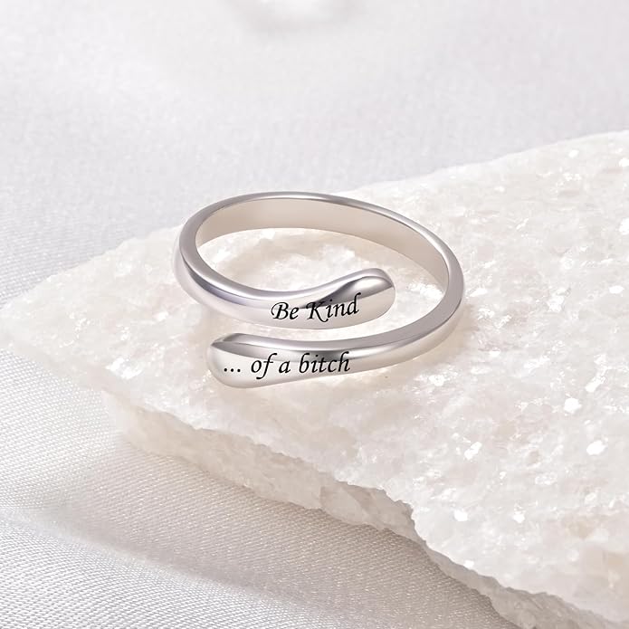 Fookduoduo 925 Sterling Silver Ring Inspirational Jewelry adjustable Wrap Open Rings for Women