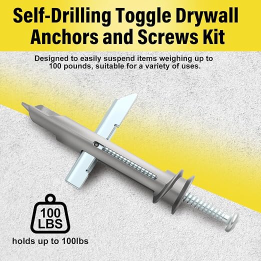 Frienda 50 Pcs Heavy Duty Drywall Anchors Self-Drilling Drywall Toggle Bolts - Image 3