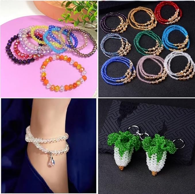 600pcs Crystal Glass Beads 3mm 4mm 6mm 8mm 10mm Rondelle Faceted Crystal Beads Spacer Beads for Necklace Bracelet Earrings DIY Jewelry Crafts Making Supplies(Deep Blue)