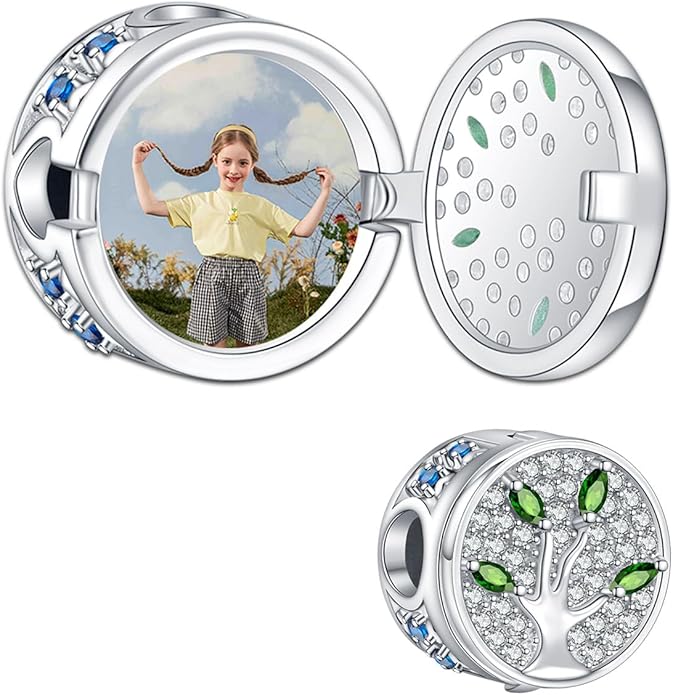 Annmors Personalized Photo Charm for Bracelet Necklaces,925 Sterling Silver Charm Love Heart Shaped Engraved Customize Picture Gift for Birthday Mother's Day Christmas,Bead Charms Jewelry for Women