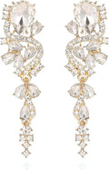 Rhinestone Statement Dangle Earrings Sparkly Crystal Bridal Wedding Earrings for Brides Bridesmaides Chandelier Teardrop Earrings for Women Prom Party