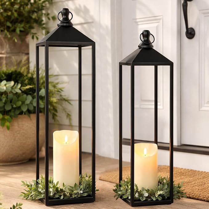 22'' 19'' Large Lanterns Decorative Outdoor Indoor, Modern Farmhouse No Glass by MATAHUMbeyourbetterchoice