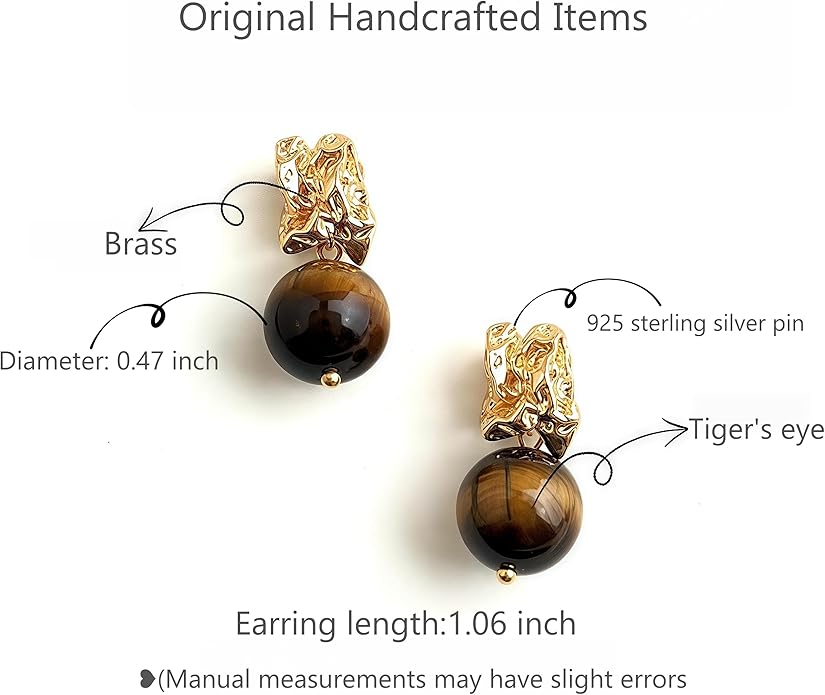 Hupplle Handmade Vintage Boho Dangle Earrings with Natural Stone Crystal Pearl Lightweight Hypoallergenic Elegant Jewelry Gifts for Women