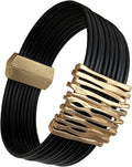 Leather Bracelet for Women Black Wrap Bangle Gold Infinity Bow-knot Bead Heart Bracelet Chunky Layered Bracelets for Women Trendy