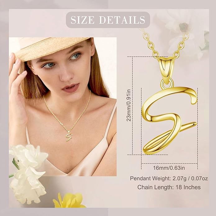 EUDORA Sterling Silver Initial Necklaces for Women, Classic 26 Letter Neckless Gifts for Girls, Sister, Mother Daughter, 18 inch Chain