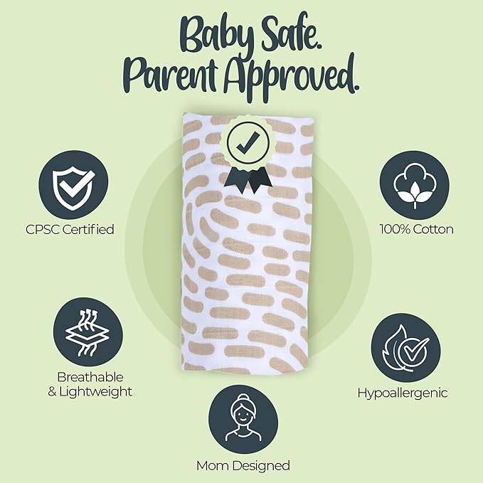 BabySparrow 3 Pack Muslin Swaddle Blankets - Soft, Lightweight, Breathable Cotton Newborn Swaddle, Baby Girl and Baby Boy Receiving Blankets, 47 x 47 Inches, Nursery Essentials