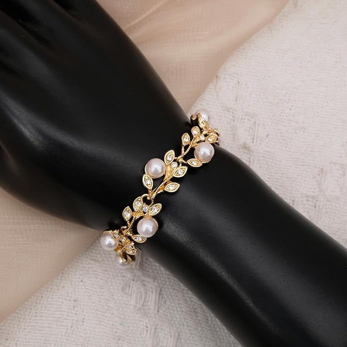 CSY Elegant Bridal Necklace Earrings Bracelets Leaves Shape Wedding Prom Dress Accessories Rhinestones Jewelry Sets for Bride Bridesmaid