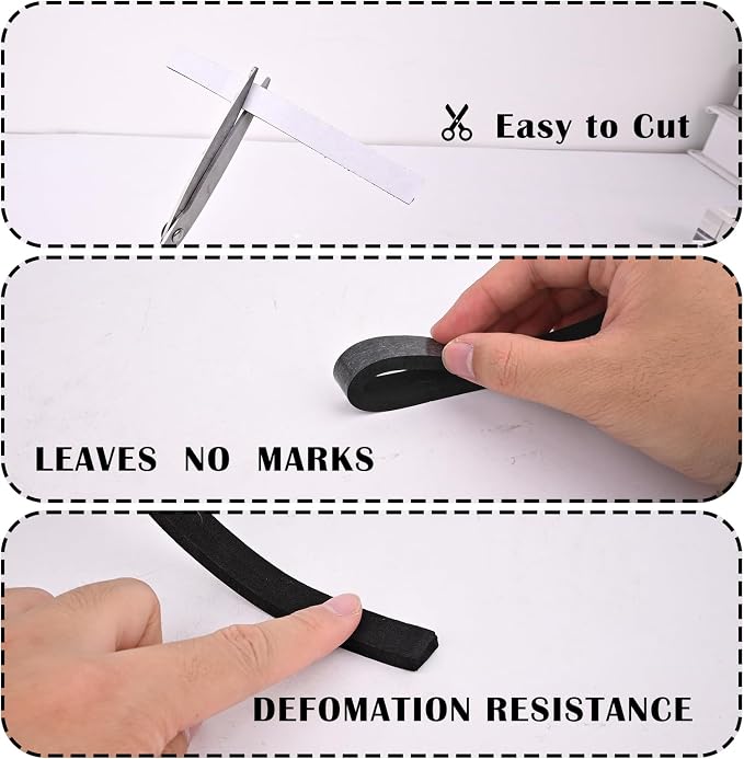 1/2 Inch Wide x 1/4 Inch Thick Foam Weather Stripping Black, Single Sided Foam - Image 6