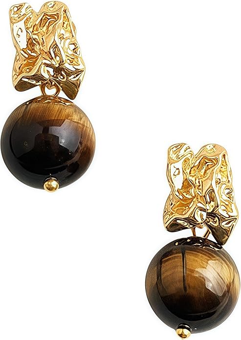 Hupplle Handmade Vintage Boho Dangle Earrings with Natural Stone Crystal Pearl Lightweight Hypoallergenic Elegant Jewelry Gifts for Women