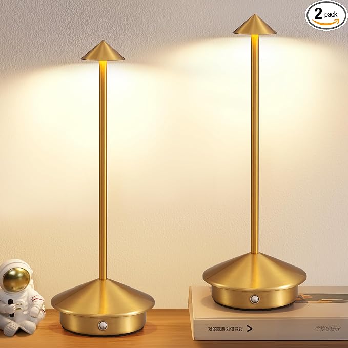 Modern Cordless Table Lamp Set of 2, Rechargeable, Battery Operated Lighting by NEWSEE