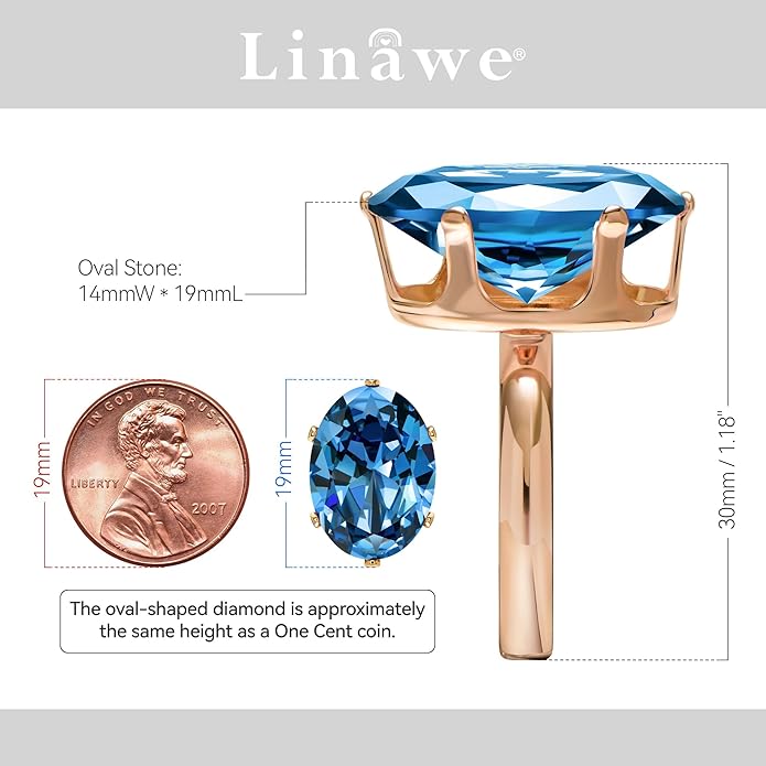 Linawe Cubic Zirconia Imitation Diamond Moissanite Rings for Women, 14K Gold/Rose Gold/Silver Adjustable Chunky Ring, Costume Rhinestone Jewelry for Wedding Engagement