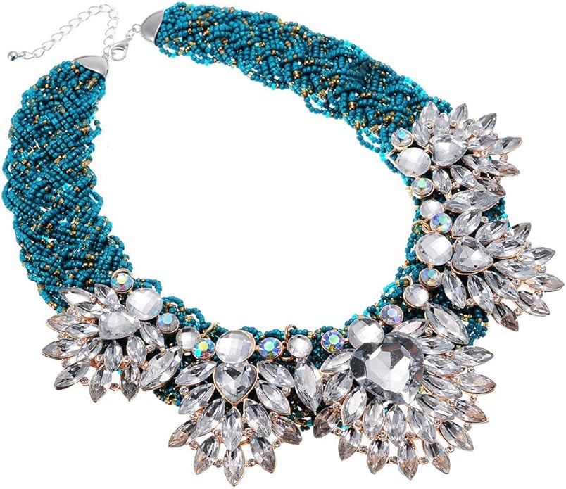 Jerollin Simulated Pearl Body Statement Necklace for Women, Fashion Collar Bib Necklaces Fashion Costume Jewelry Necklace…