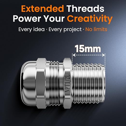 QILIPSU 4pcs 1/2" NPT 304 Stainless Steel Cable Gland Waterproof IP68 Metal - Image 4