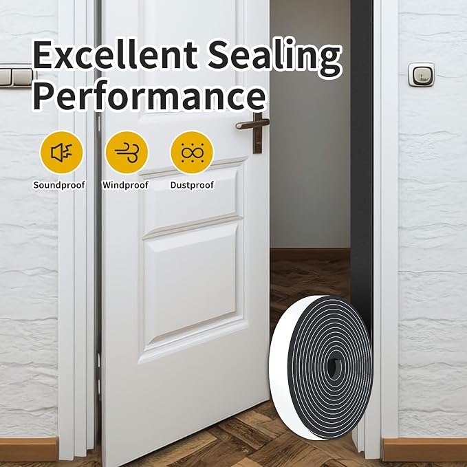 Weather Stripping Tape for Door, High Density CR, 1 in x 1/4 in x 13Ft | - Image 7