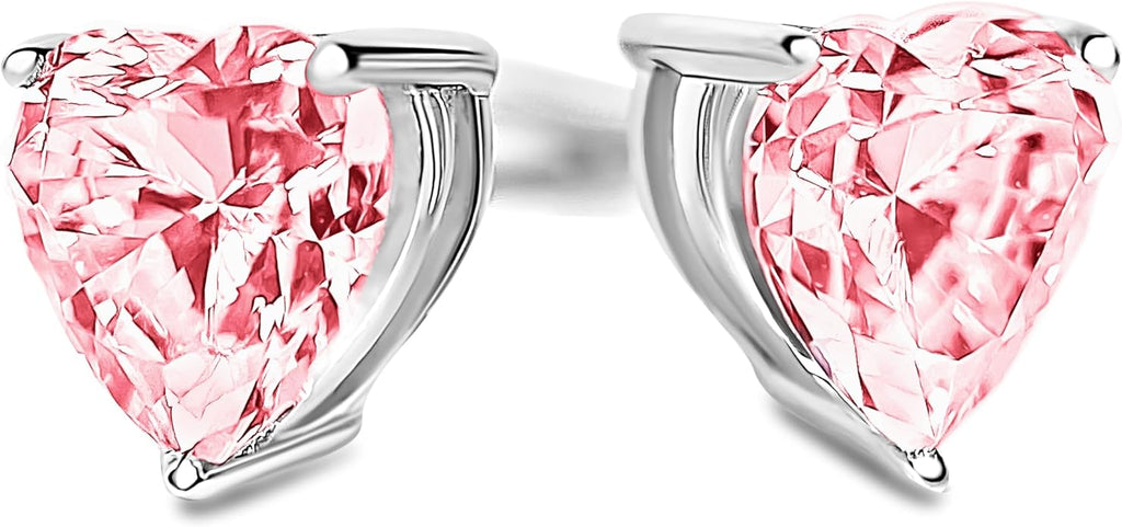 14K White Gold Moissanite Earrings Men & Women, Solid Gold Simulated Diamond and Lab Diamonds Studs for Men & Women, 1ct - 2ct Round, Princess, Heart, Halo Cut, Dangle, Lever or Screw Back Earrings, VVS1, D Color, Pink or Blue - Luxury Gift Box