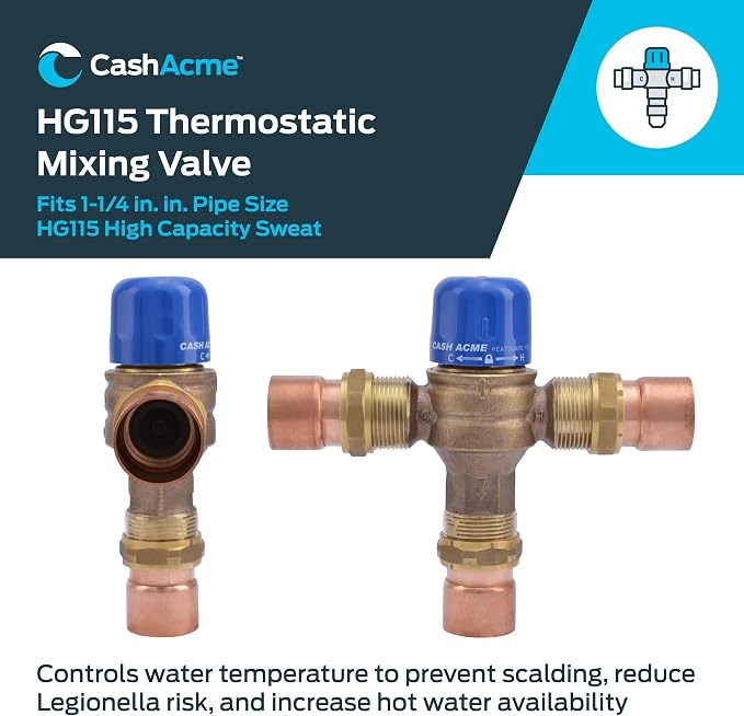 Cash Acme 1-1/4 Inch HG115 Sweat Thermostatic Mixing Valve - Image 2