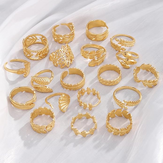 KISS WIFE Goldenen Silvery Black Kunckle Rings Set for Women, Dainty Simple Trendy Cute Stackable Finger Rings Pack, Perfect for Stacking Layering on Thumb and Knuckle, Mixed Size, Jewelry Gift