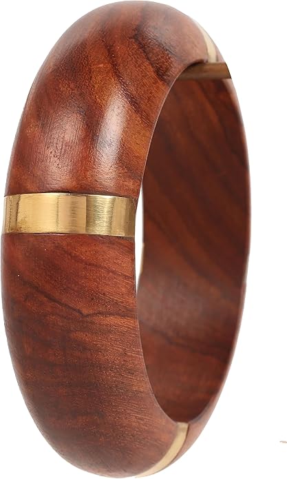 Touchstone wood bracelets for women bangle wooden jewelry handmade artisan bangles natural handcrafted brown olive stylish chunky boho bohemian bracelet brass metal inlaid woods stackable