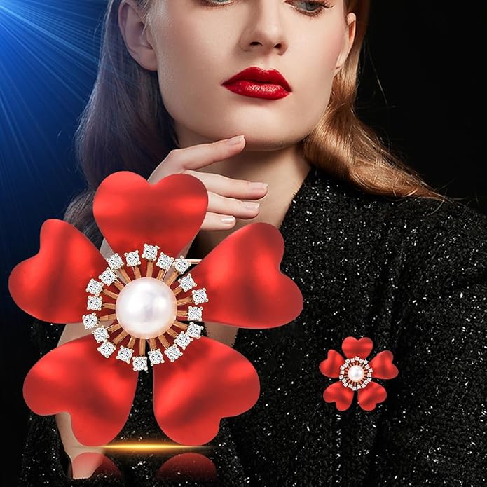 Red Rose Flower Brooches and Pins for Women Costume Jewelry Brooch Pins Broches Jewelry for Women Elegant Lady Pin