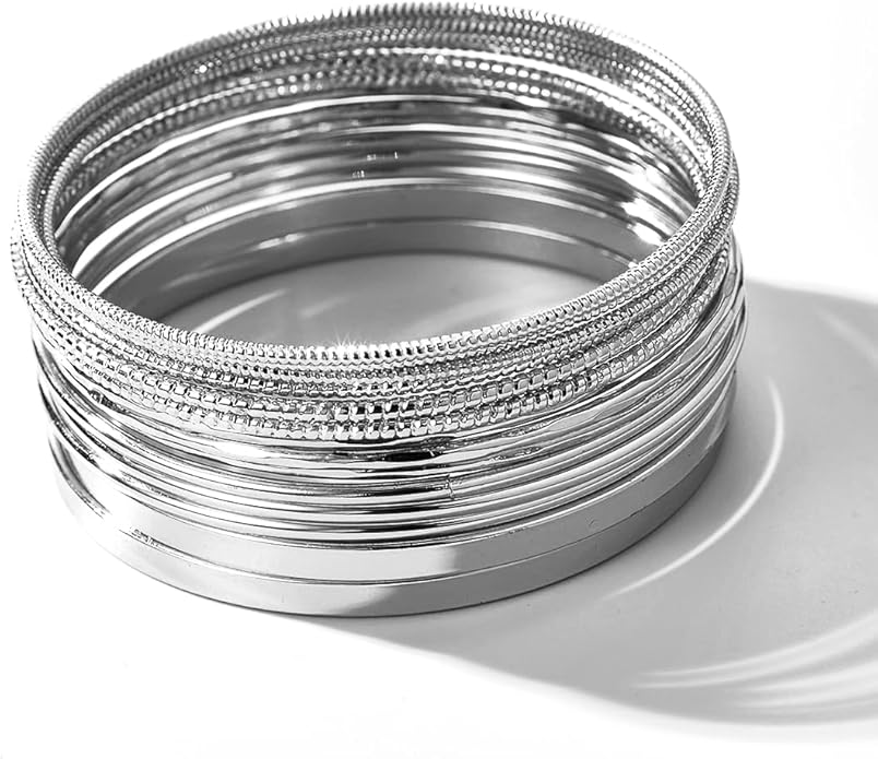 16Pcs Gold Bangle Bracelets for Women - Multi Layer Stackable Textured Bracelets Boho Jewelrys Set.