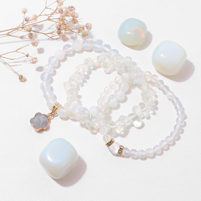 Healing Crystal Beaded Bracelets for Women,Natural Amethyst Gemstones Bracelet,Anxiety Stress Relief Heart Charm Bracelet Handmade purple Jewelry Gifts for Women