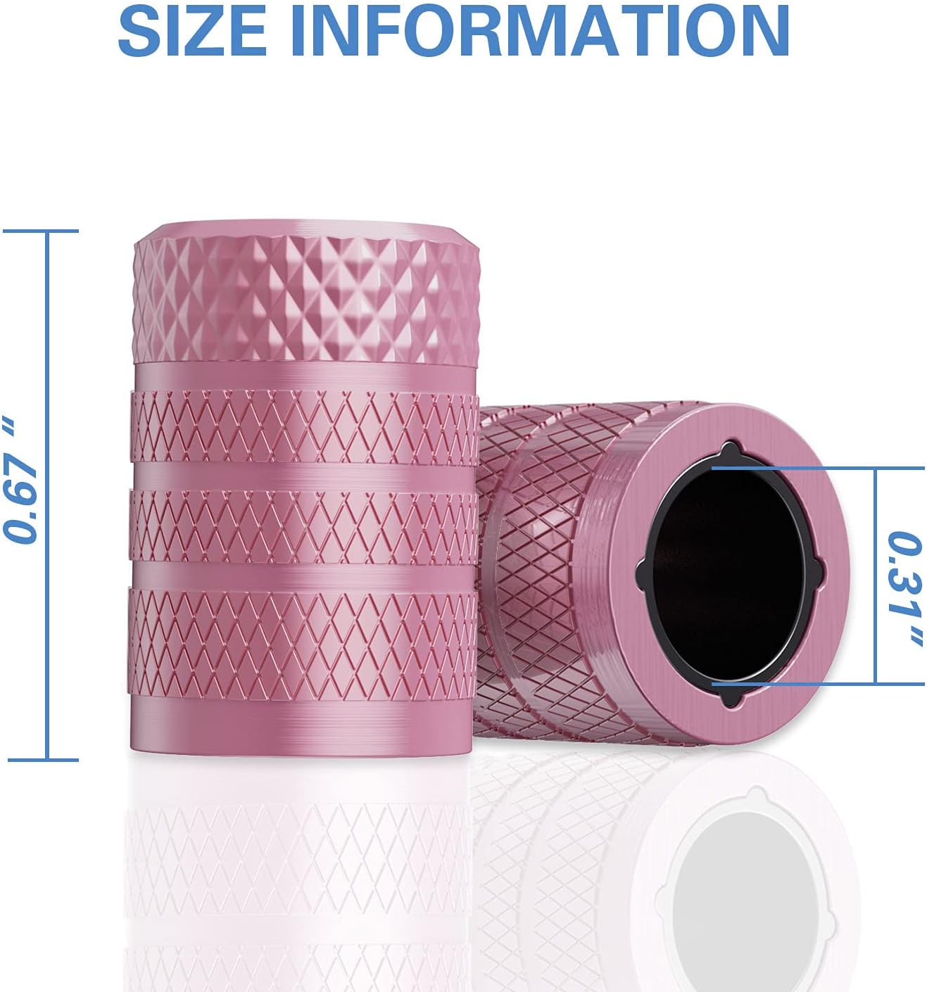 CKAuto Tire Valve Stem Caps, Pink, 4 pcs/Pack, Anodized Aluminum Tire Valve Cap Set, Corrosion Resistant, Universal Stem Covers for Cars Trucks Motorcycles SUVs and Bikes