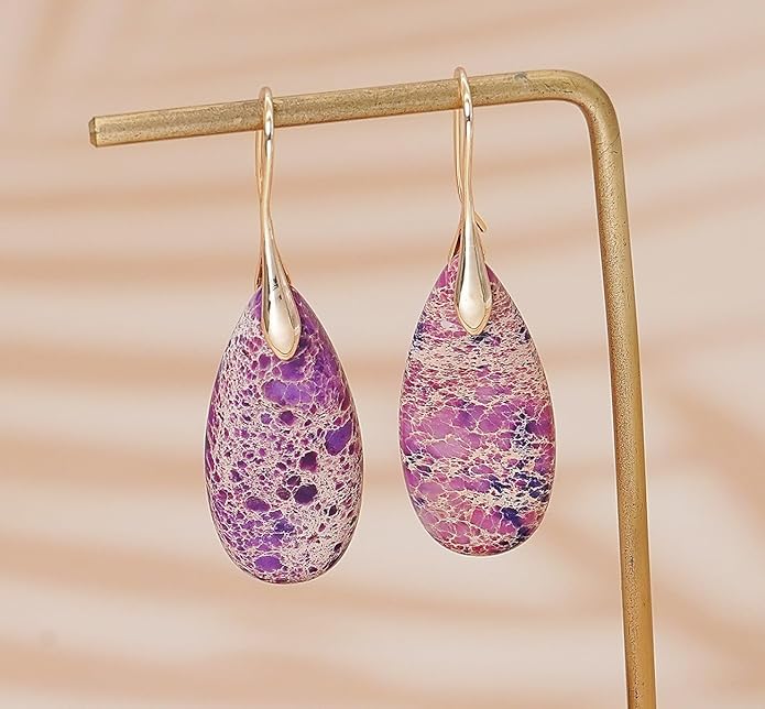 Natural Stone Earrings Waterdrop Stone Dangle Earrings for Women