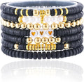 Friendship Bracelets Trendy Heishi Clay Bead Bracelets Stack Gold Beaded Stretch Bracelets for Women Boho Stackable Bracelets Bulk Cute Preppy Jewelry
