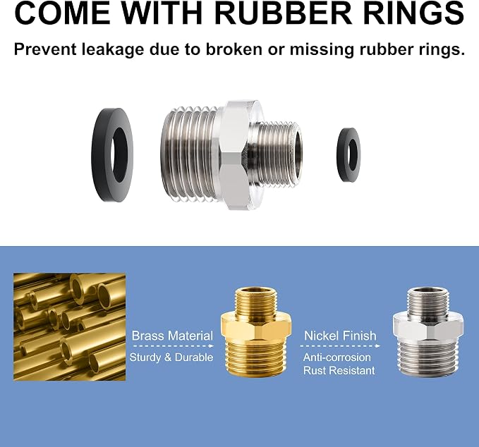 1/2 to 3/8 Water Line Adapter, Male to Male Reducer Faucet Adapter, 4 Pack | - Image 5