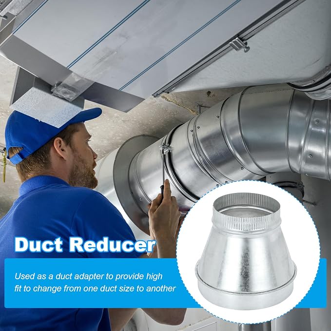 PATIKIL 9 Inch to 6 Inch Duct Reducer, Galvanized Steel Round Air Duct Reducer - Image 4